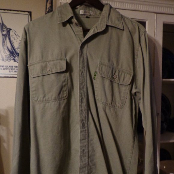 Black Horse Shirt Men's Sz 32(M/L) Sage Button Down Brushed Cotton - Picture 1 of 10